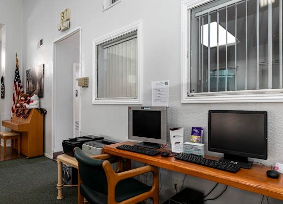 Computer workstations for resident use at Whispering Fountains Whittier, Whittier, CA, 90606