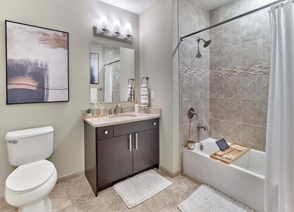 Spacious bathroom with spa like tub at Vermella Lyndhurst apartments, Lyndhurst, NJ, 07071