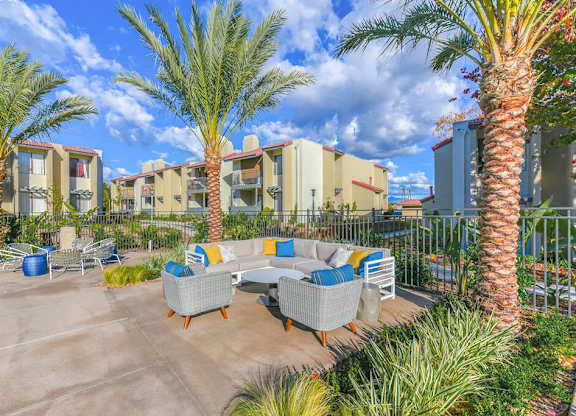 Outdoor lounge at Santee Villas, California