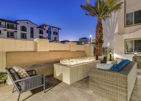 Outdoor Lounge with Fire Pit at Sola at Pacific Highlands Ranch Apartments, San Diego