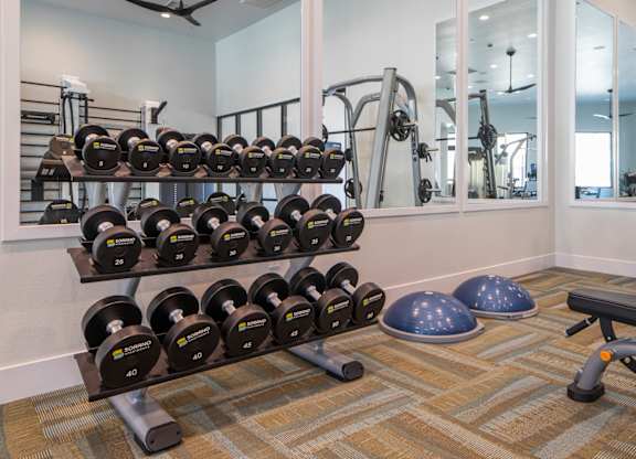 Fitness center at Sorano Apartments