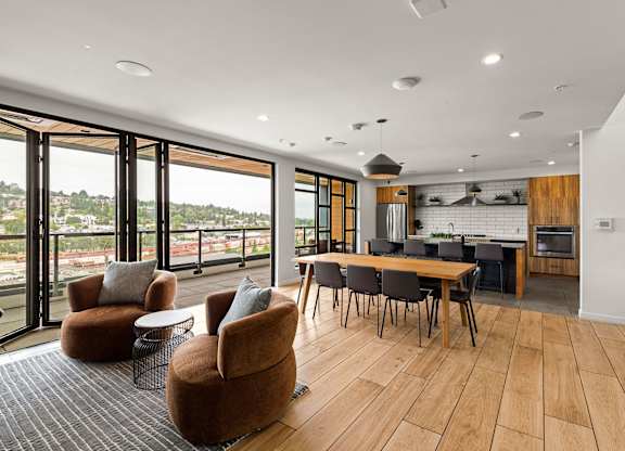 Bright and Modern Living Room at Axle, Seattle, 98119