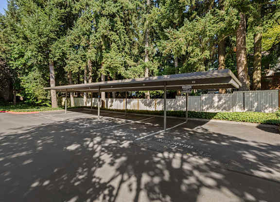 Covered parking carport with multiple spaces at Scout Apartments, Kirkland, 98034