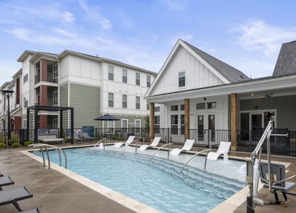 the swimming pool at the falls at borough park apartments