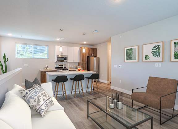Modern Living room interior at The Allaso Peak, Colorado Springs, Colorado