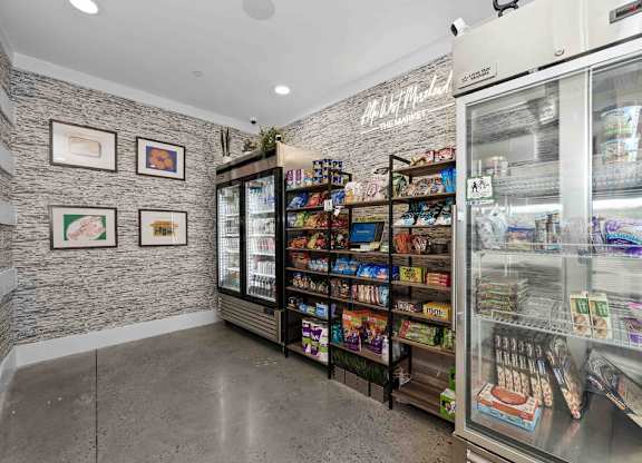 A wall of ice cream cases in a shop.