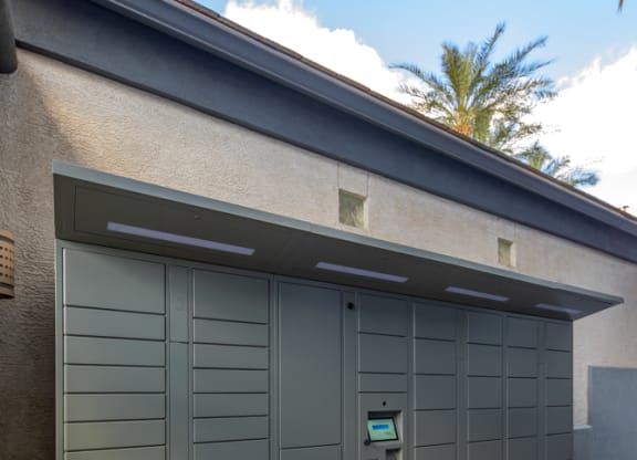 a close up of a garage door