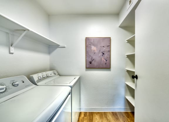 our apartments have a laundry room with four washes and a dryer