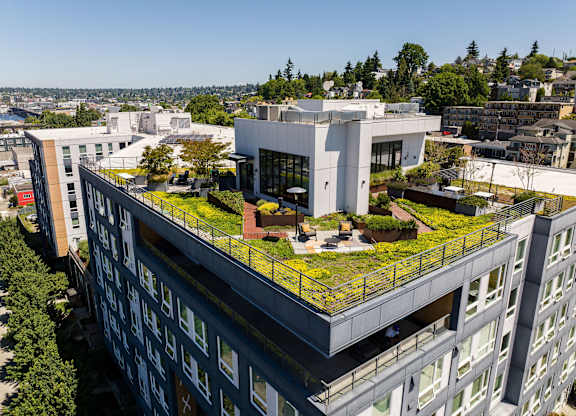 Aerial View of Modern Building at Axle, Washington