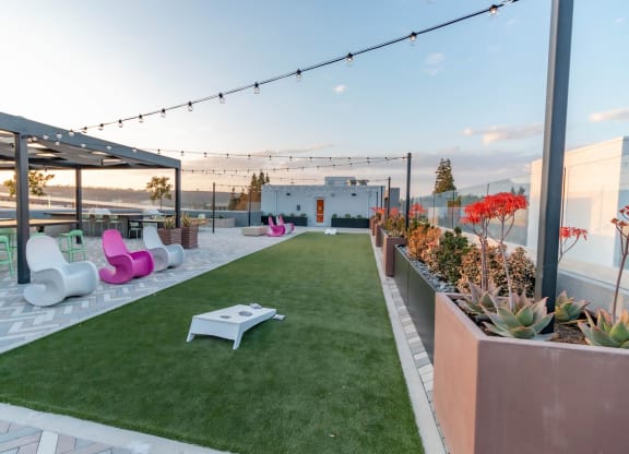 outdoor lounge area at Gravity, San Diego, 92120