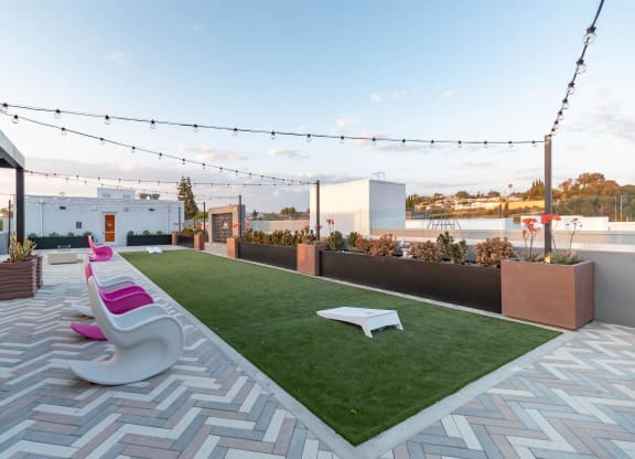 Outdoor lounge area at Gravity, California