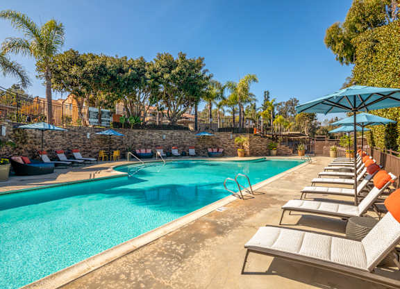 Swimming pool with lounge chairs