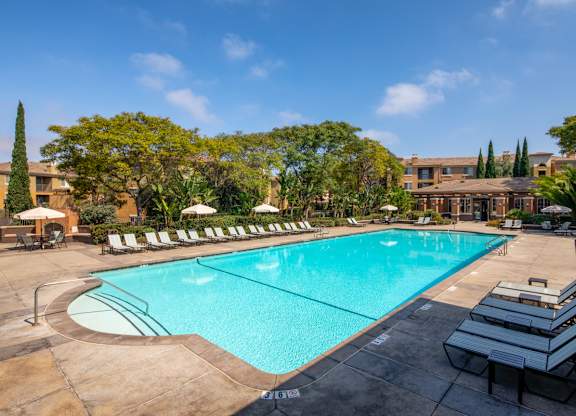 Resort-style swimming pool at Casoleil, San Diego, CA