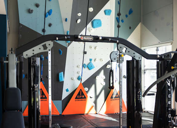 Gym with Rock climbing wall at The Allaso Peak, Colorado Springs