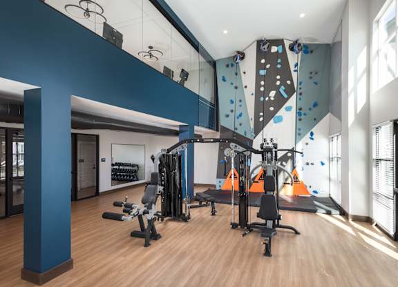 Gym with exercise equipment