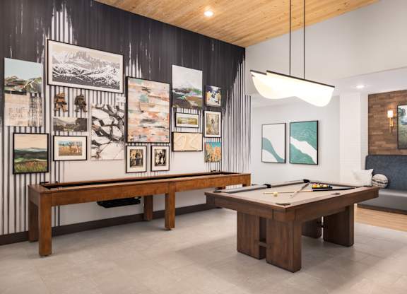 Game room with pool table at The Allaso Peak, Colorado Springs