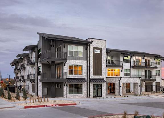 Leasing office building exterior at The Allaso Peak, Colorado Springs, 80907