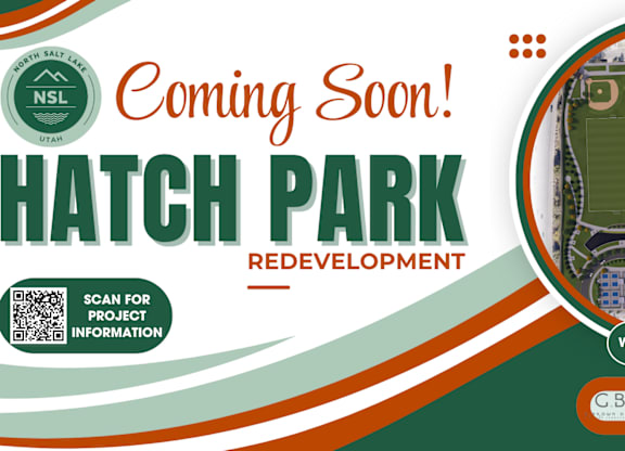 Poster announcing the upcoming redevelopment of Hatch Park at The Pointe at Northridge, Salt Lake City