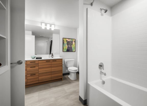 this is a photo of the bathroom of a 560 square foot, 1 bedroom apartment at as at Ion Town Center, Shoreline
