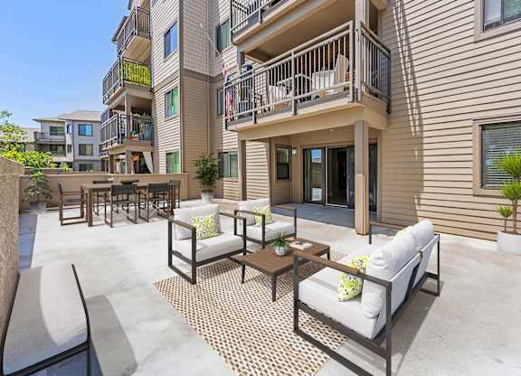 A patio of an apartment