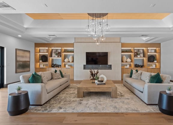 Resident Lounge with two couches and a coffee table