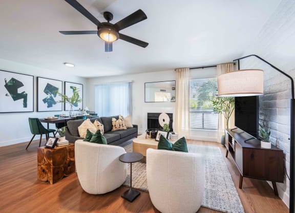 a living room with a couch and a chair