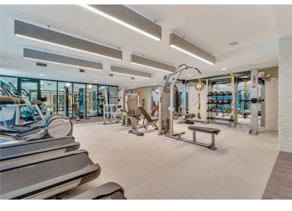 the gym has plenty of cardio equipment and state of the art mirrors