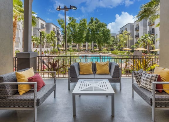 Patio with couches at Solara, Sanford, 32771
