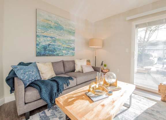 Living Room with Large Window at The Arden, Gresham, OR, 97080