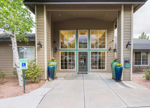 A Building With a Large Glass Door at The Summit at Flagstaff, Arizona, 86004