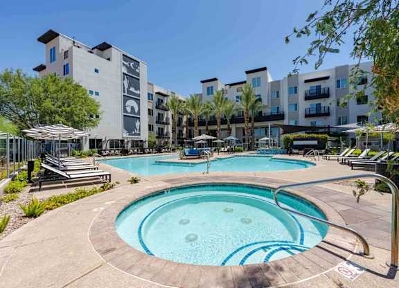resort style spa at slate scottsdale apartment community