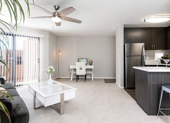 Open Concept Kitchen with Living Room at Village Square, La Jolla, 92037