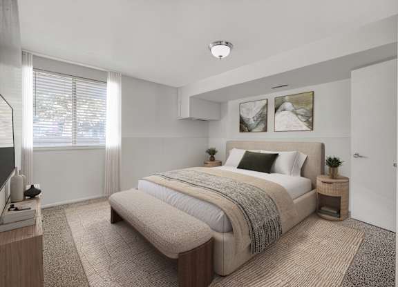 Bedroom with bed at The Pointe at Northridge, Salt Lake City