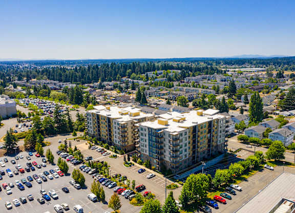 Building exterior View at The Pacifica Apartments, Tacoma, WA, 98409