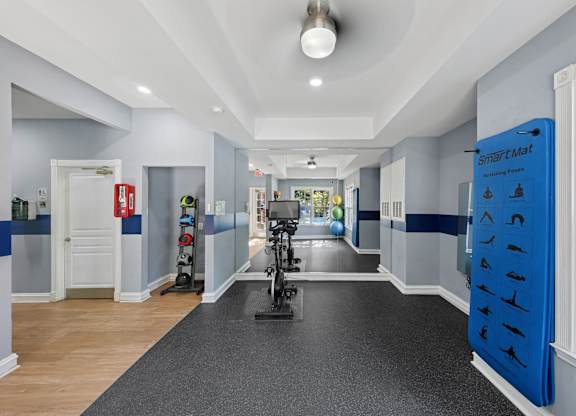 A hallway with a Smart Mat on the right side.