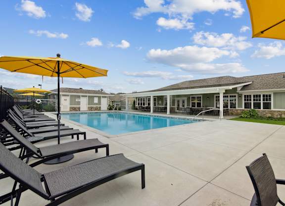 Poolside seating area at The Ridge at Calhoun, Calhoun, GA