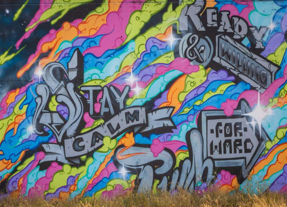 a mural on the side of a building