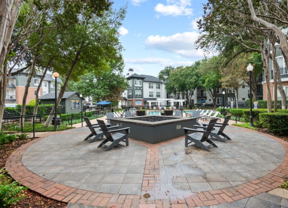 Community outdoor firepit at Mission Gate in Plano TX
