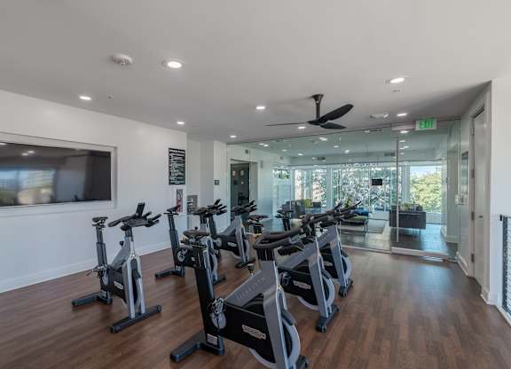 Private Cycle Room in the Fitness Center at Abstract at Design District in Dallas TX, 75207