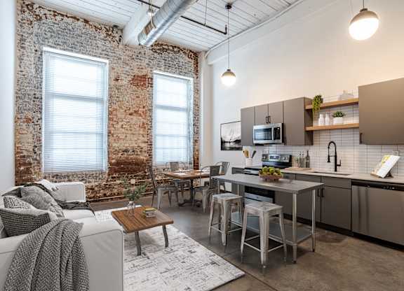 Open Kitchen  at Highland Mill Lofts in Charlotte, North Carolina