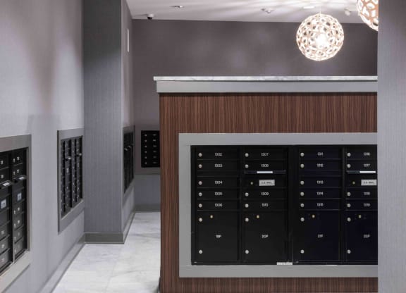mail and package room at Abstract at Design District, Dallas, TX, 75207