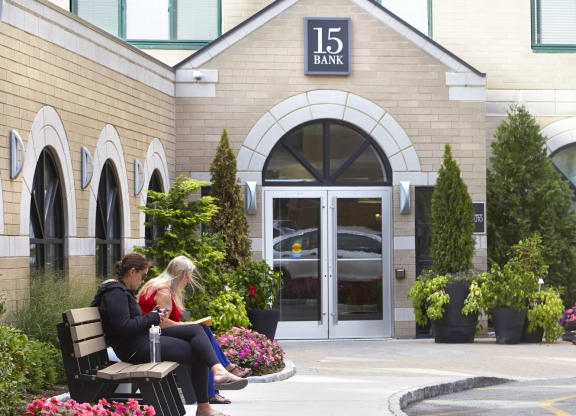 Bank entrance at 15 Bank Apartments, White Plains, 10606