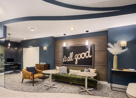 Inviting lobby room at 15 Bank Apartments, White Plains, New York