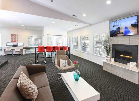 a living room with a fireplace and a television at Verona, Littleton, 80123
