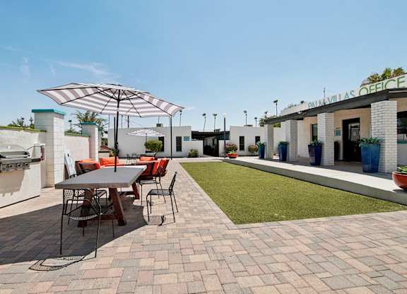 Outdoor patio at Palm Villas, Scottsdale, AZ