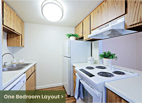 this is a photo of a kitchen in a 1 bedroom apartment at deer hill apartments in c