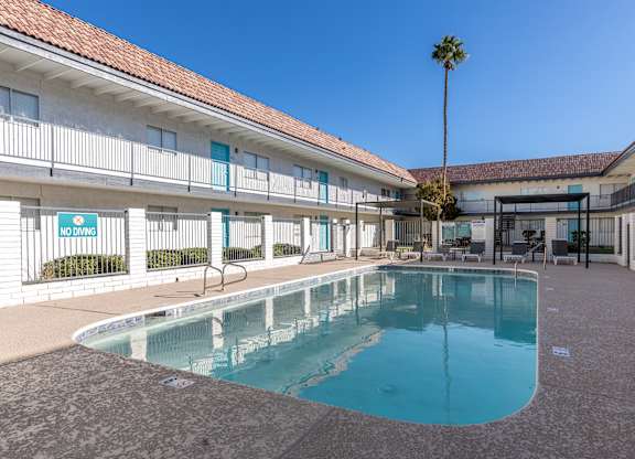 the swimming pool at our hotel in palm springs