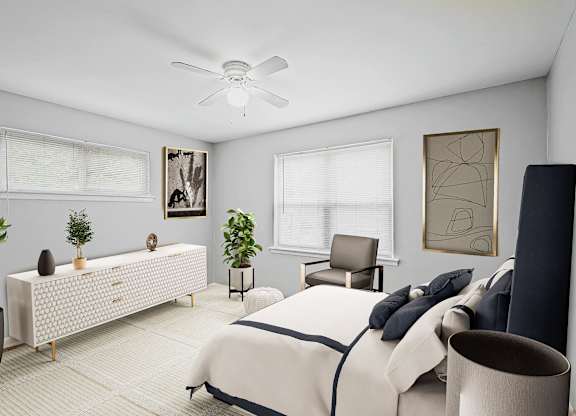 Comfortable Bedroom With Large Window at Gardens at Washington Park, Atlanta, GA, Georgia