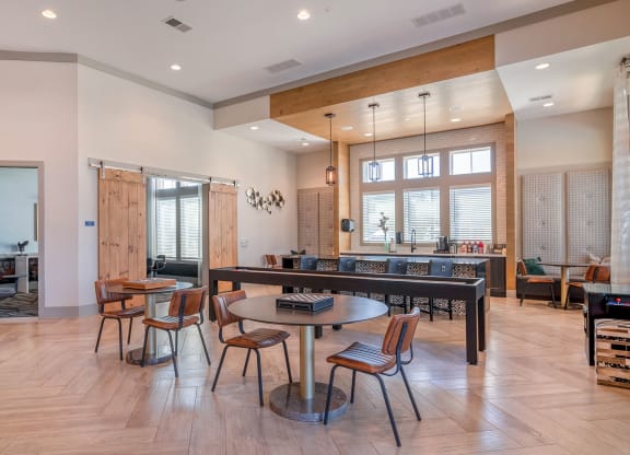 a kitchen and dining room with a table and chairs at Carmel Vista, McDonough, Georgia