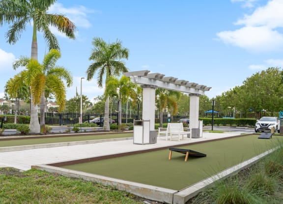 Corn hole setup at Inspira, Naples, Florida
